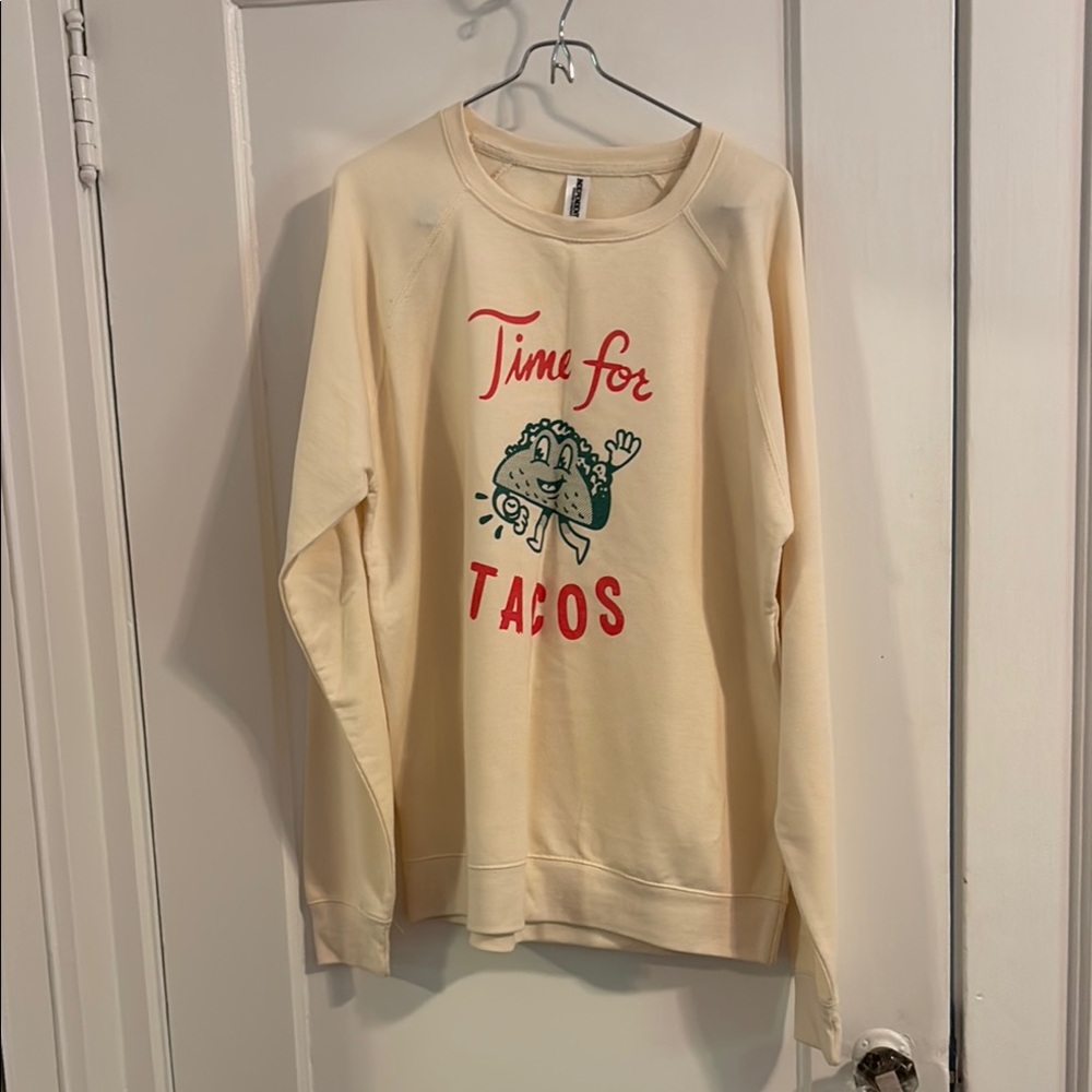Cream Sweatshirt with Taco Graphic